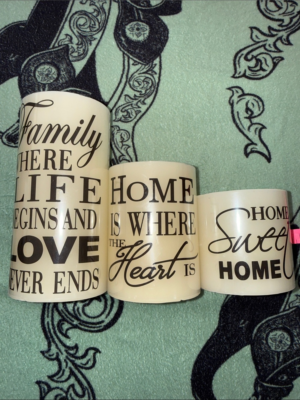 Mainstays Cream Inspirational Family Fake Candle Set - Love & Home
